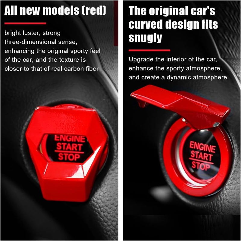 GLSOWEE Car Engine Start/Stop Button Cover, Zinc Alloy Car Push Button Start Cover Car Power Control Trim, Universal Key Ignition Switch Protective Cover for Cars, SUVs (Red) - Image 4
